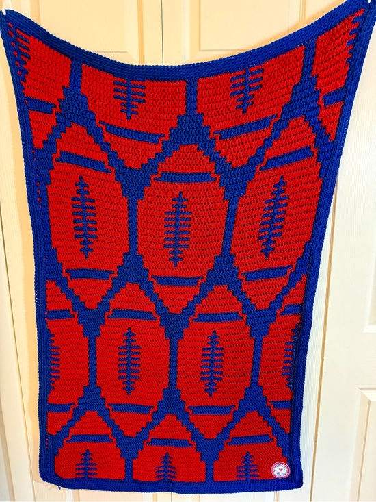 Other - Handmade Buffalo Bills Red and Blue Crochet Baby or lap blanket
